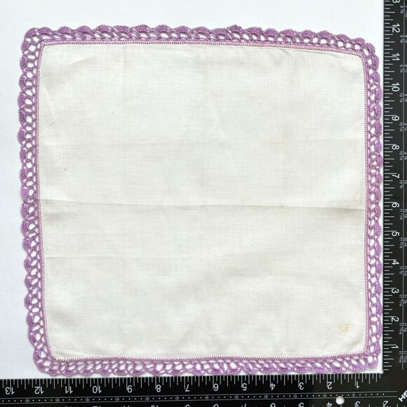 Linen Heirloom Crochet Bridesmaid Handkerchief Wedding Cottage Core Lace Vintage - Picture 3 of 4